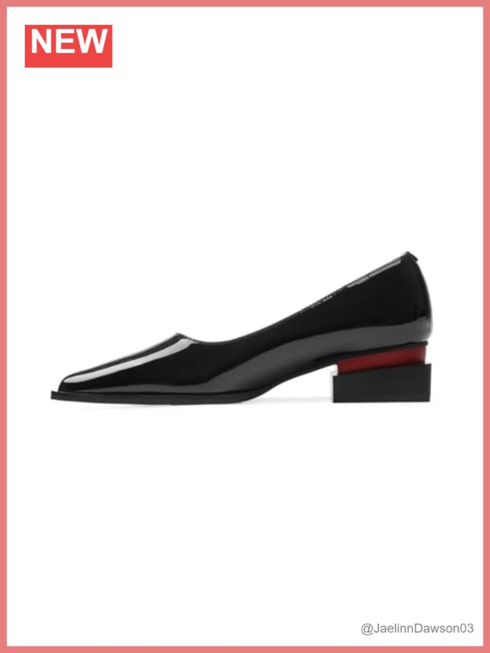 Womens Pointed Toe Low Heel Pumps faux leather Block Heel Slip On
